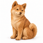The Serene Shiba Inu hand-carved natural oak dog sculpture – main product view
