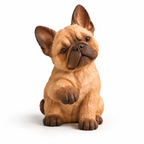 The Curious French Bulldog hand-carved natural oak dog sculpture – main product view