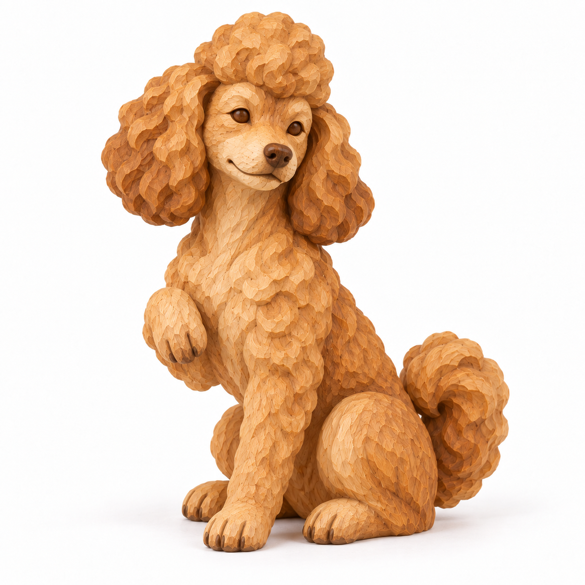 The Polite Poodle hand-carved natural oak dog sculpture – main product view