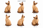 The Curious Siamese hand-carved natural oak cat sculpture – alternate 360-degree view