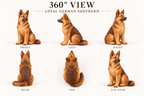 The Loyal German Shepherd hand-carved natural oak dog sculpture – alternate 360-degree view