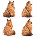 The Proud Norwegian Forest Cat hand-carved natural oak cat sculpture – alternate 360-degree view