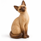 The Curious Siamese hand-carved natural oak cat sculpture – main product view