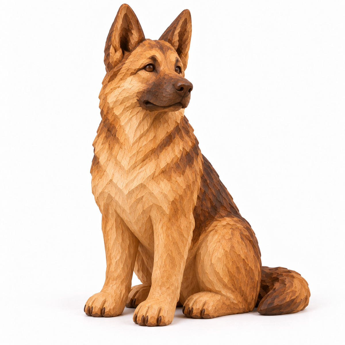 The Loyal German Shepherd hand-carved natural oak dog sculpture – main product view