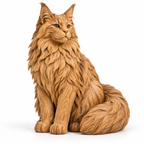 The Majestic Maine Coon hand-carved natural oak cat sculpture – main product view
