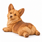 The Relaxed Corgi hand-carved natural oak dog sculpture – main product view
