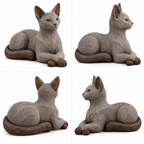 The Gentle Russian Blue hand-carved natural oak cat sculpture – alternate 360-degree view