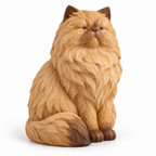 The Elegant Persian hand-carved natural oak cat sculpture – main product view