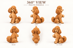 The Polite Poodle hand-carved natural oak dog sculpture – alternate 360-degree view