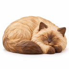 The Sleeping Ragdoll hand-carved natural oak cat sculpture – main product view