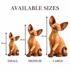 The Mischievous Sphynx - Hand-Carved Natural Oak Cat Sculpture