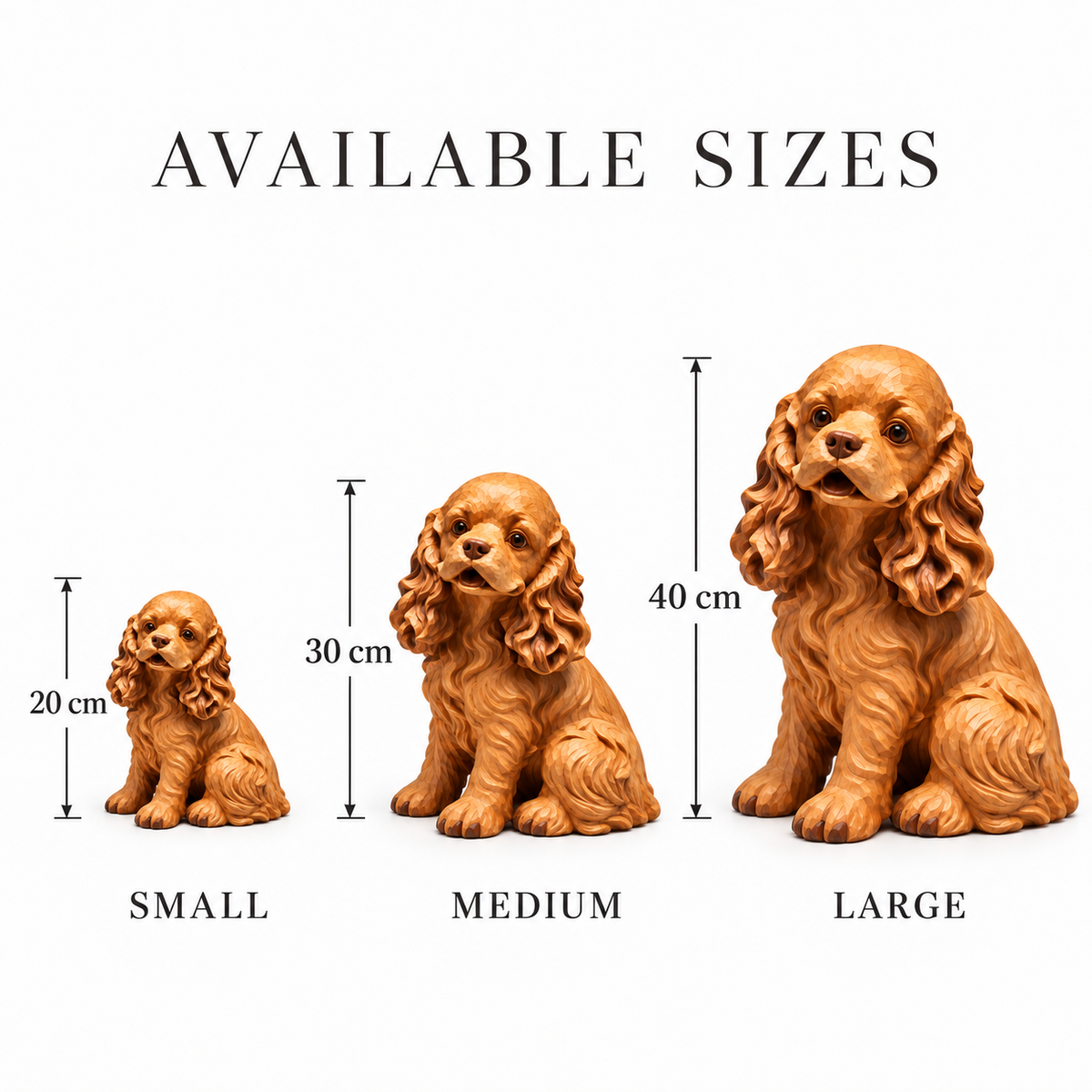 The Gentle Cocker Spaniel - Hand-Carved Natural Oak Dog Sculpture
