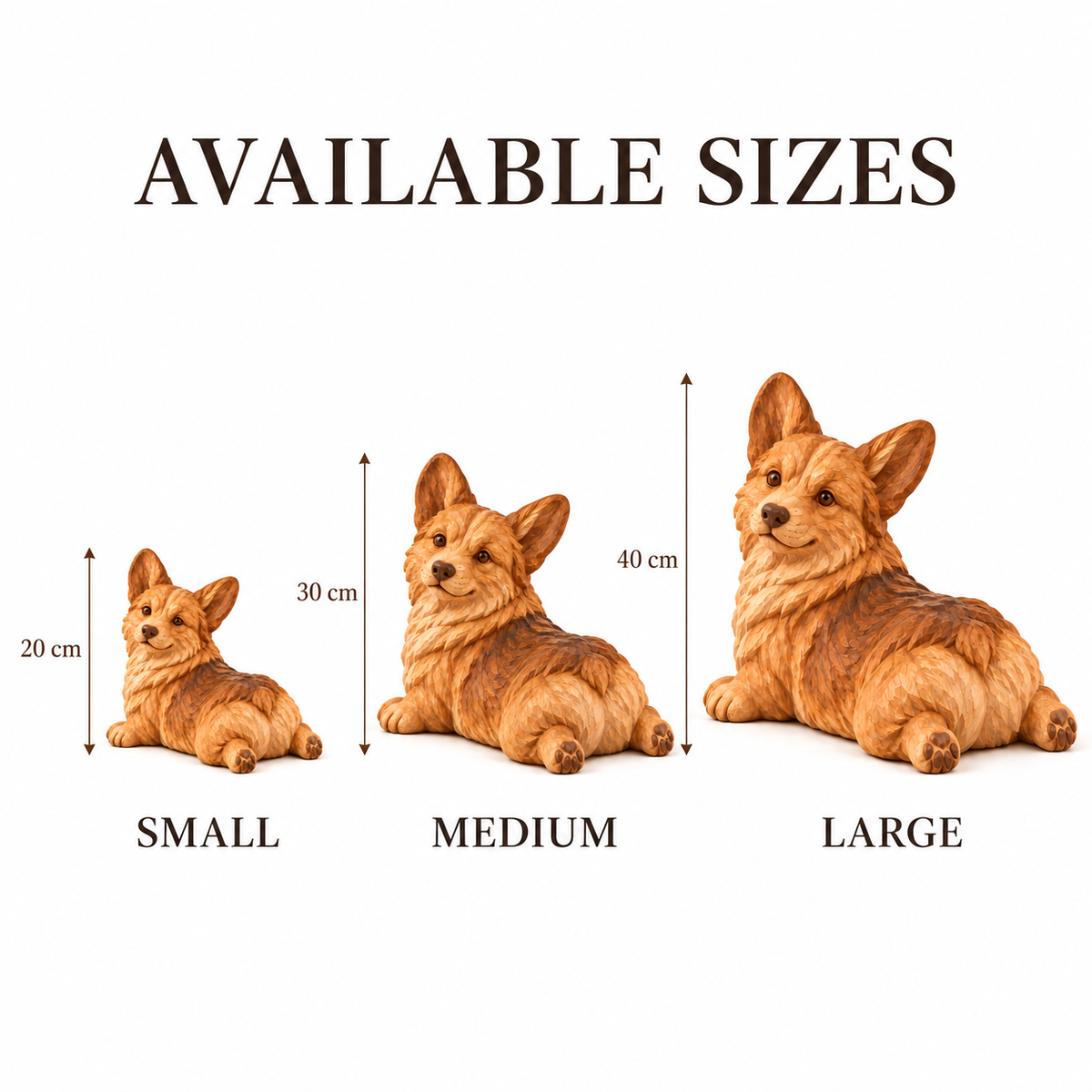 The Relaxed Corgi - Hand-Carved Natural Oak Dog Sculpture
