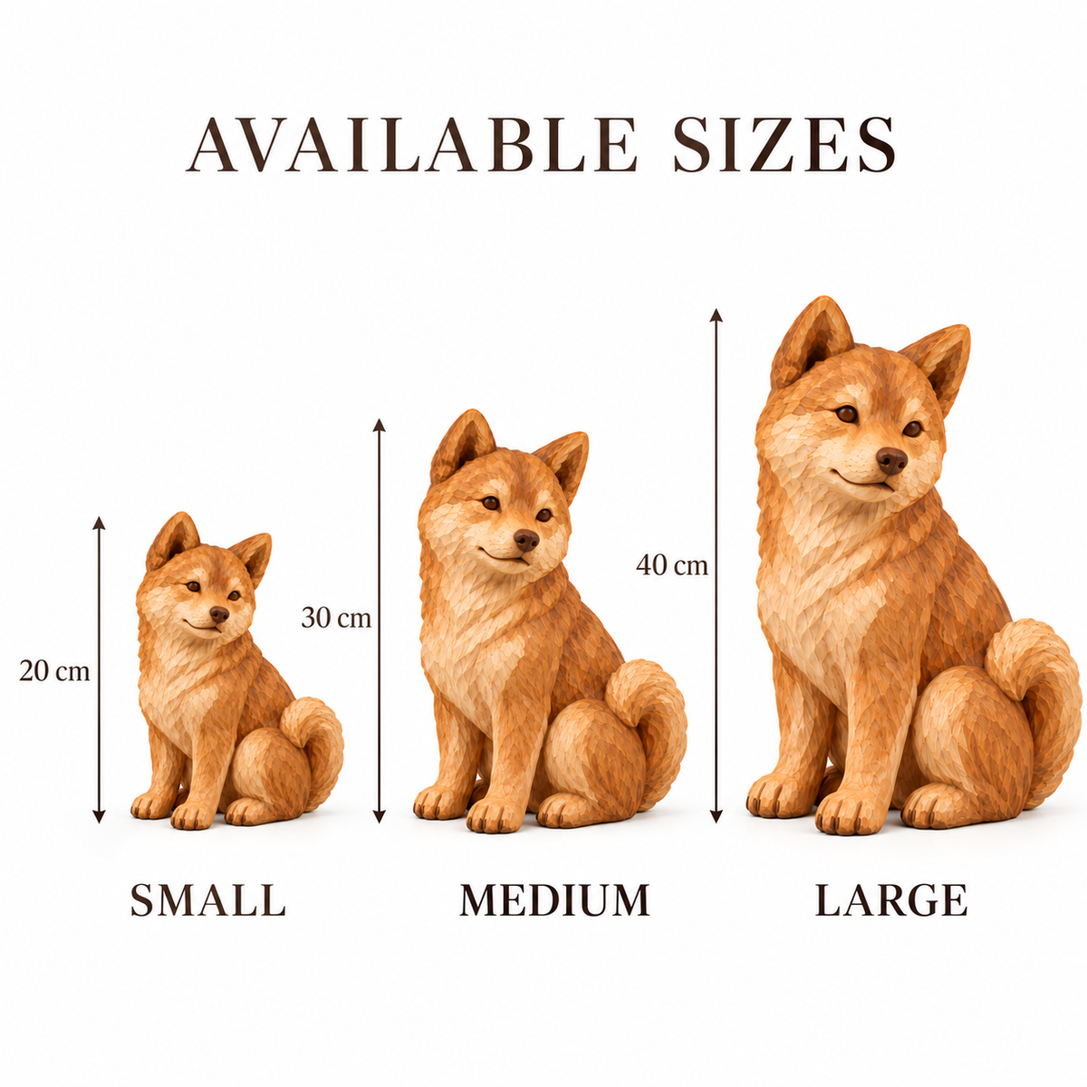 The Serene Shiba Inu - Hand-Carved Natural Oak Dog Sculpture