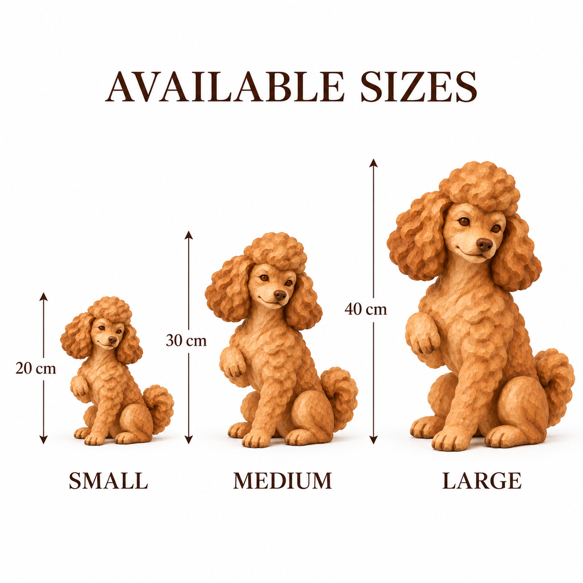 The Polite Poodle - Hand-Carved Natural Oak Dog Sculpture