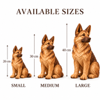 The Loyal German Shepherd - Hand-Carved Natural Oak Dog Sculpture