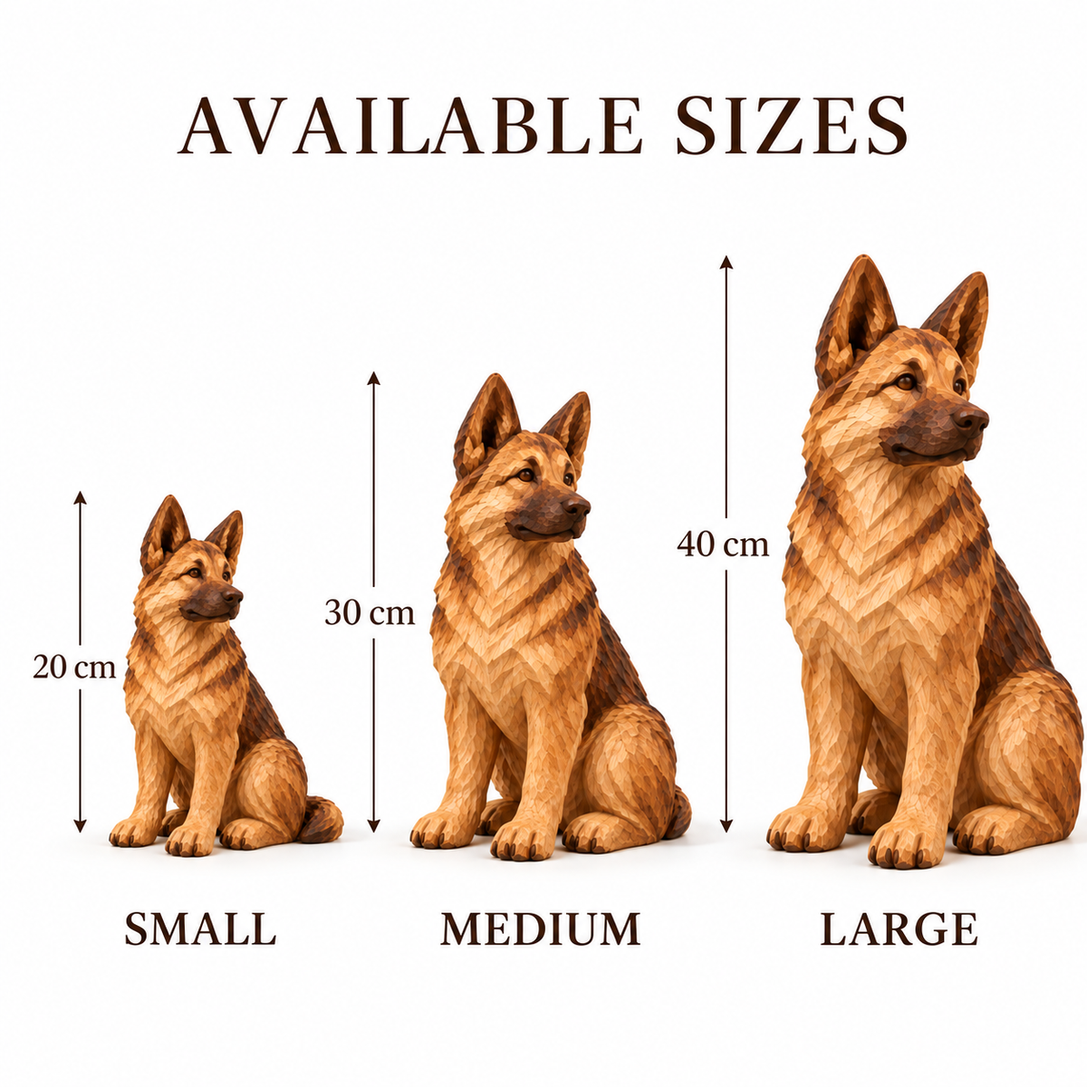 The Loyal German Shepherd - Hand-Carved Natural Oak Dog Sculpture